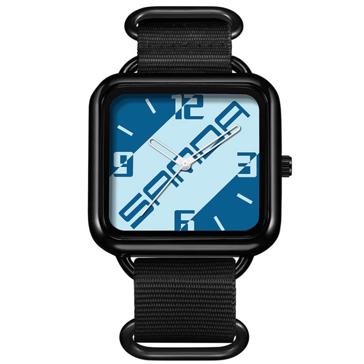 SANDA 3261 Colorful Casual 5ATM Water-Resistant Student Quartz Watch, Watchband:Nylon Black