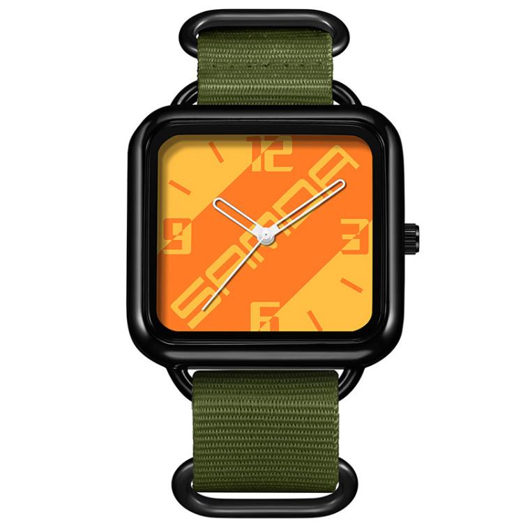 SANDA 3261 Colorful Casual 5ATM Water-Resistant Student Quartz Watch, Watchband:Nylon Green