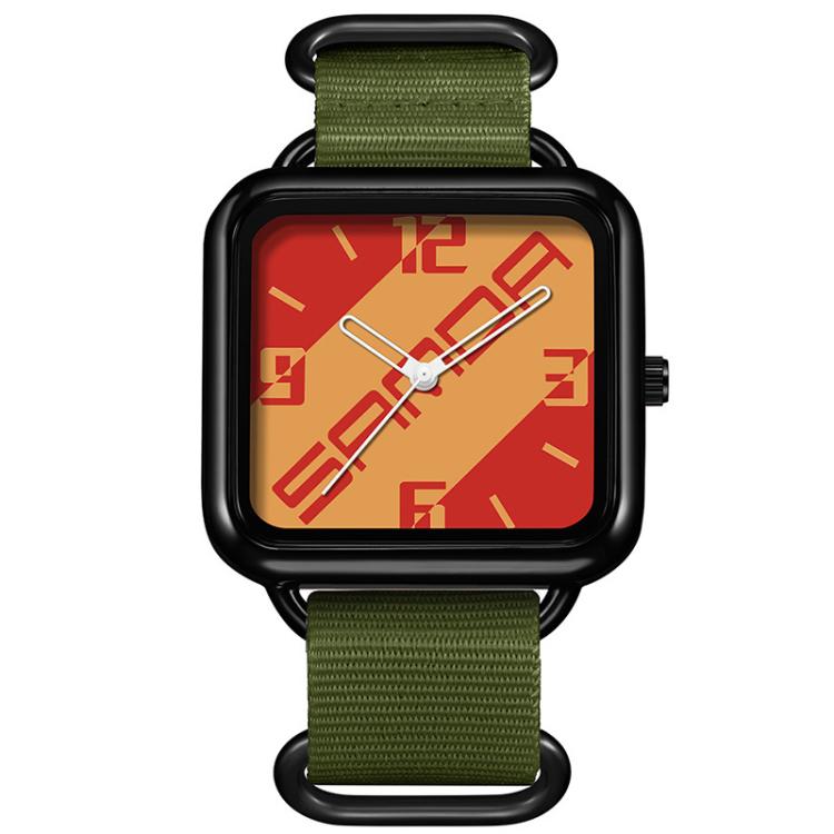 SANDA 3261 Colorful Casual 5ATM Water-Resistant Student Quartz Watch, Watchband:Nylon Green