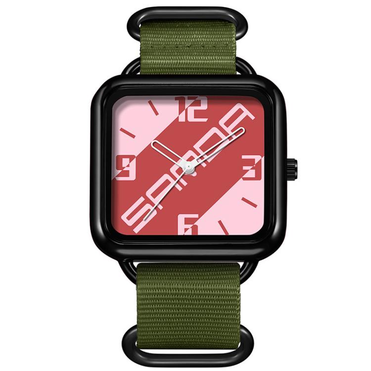 SANDA 3261 Colorful Casual 5ATM Water-Resistant Student Quartz Watch, Watchband:Nylon Green