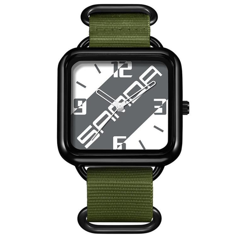 SANDA 3261 Colorful Casual 5ATM Water-Resistant Student Quartz Watch, Watchband:Nylon Green