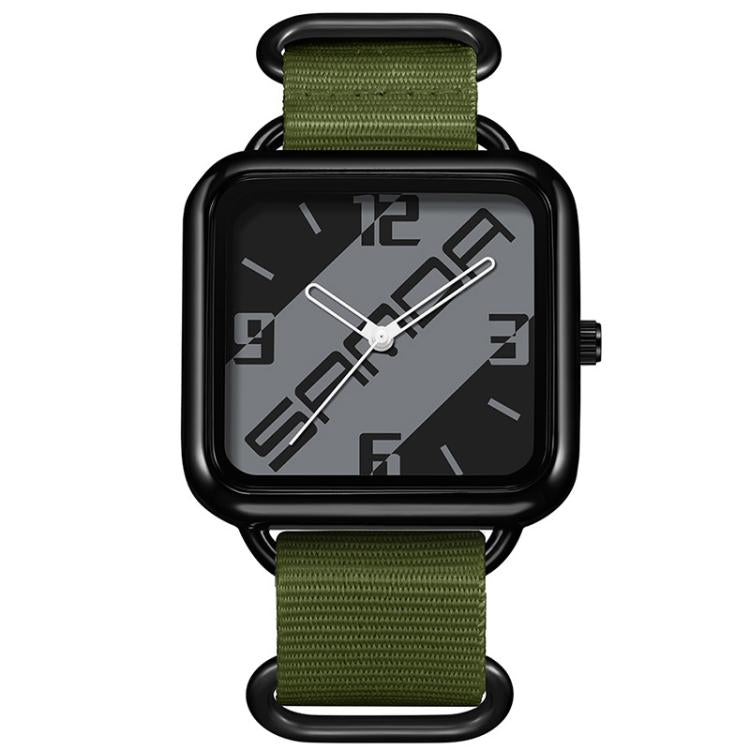 SANDA 3261 Colorful Casual 5ATM Water-Resistant Student Quartz Watch, Watchband:Nylon Green