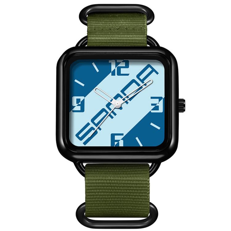 SANDA 3261 Colorful Casual 5ATM Water-Resistant Student Quartz Watch, Watchband:Nylon Green