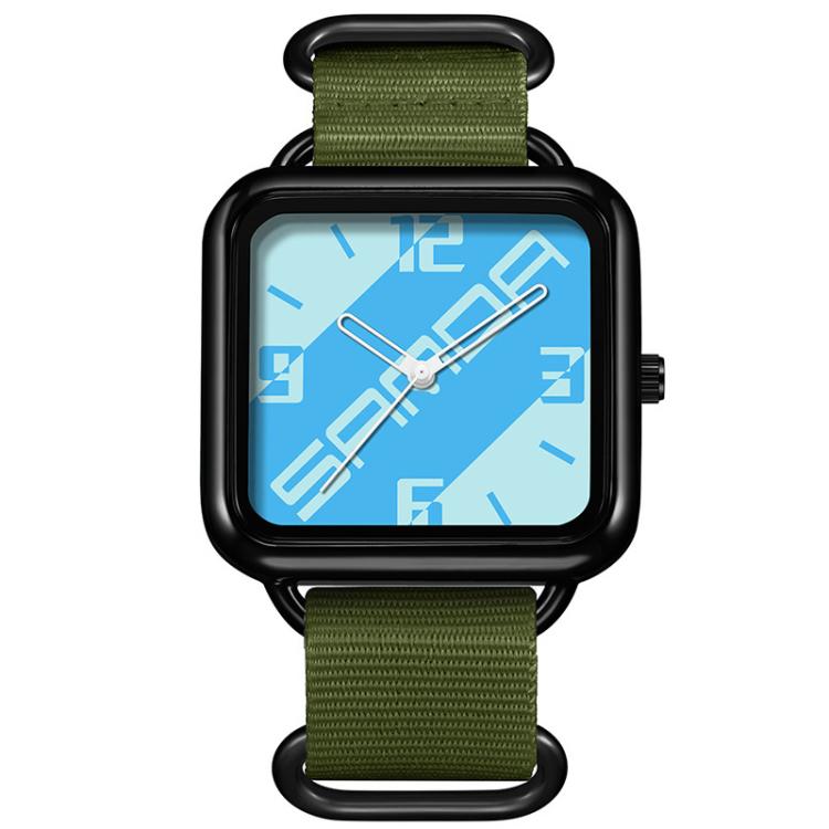 SANDA 3261 Colorful Casual 5ATM Water-Resistant Student Quartz Watch, Watchband:Nylon Green