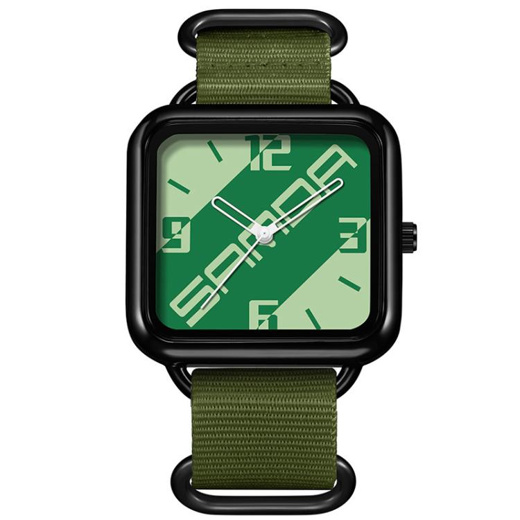 SANDA 3261 Colorful Casual 5ATM Water-Resistant Student Quartz Watch, Watchband:Nylon Green