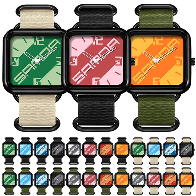 SANDA 3261 Colorful Casual 5ATM Water-Resistant Student Quartz Watch, Watchband:Nylon Beige
