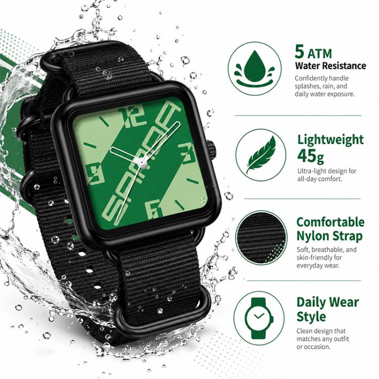 SANDA 3261 Colorful Casual 5ATM Water-Resistant Student Quartz Watch, Watchband:Nylon Beige