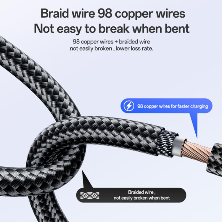Yesido CA204 PD60W USB-C / Type-C to USB-C / Type-C Braided Data Cable, Length:1m - Gun Grey