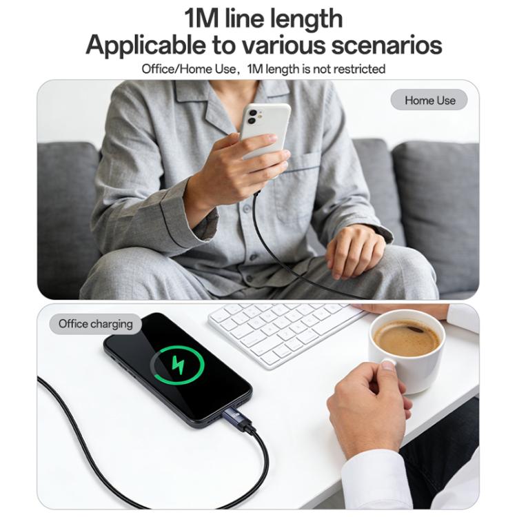 Yesido CA204 PD60W USB-C / Type-C to USB-C / Type-C Braided Data Cable, Length:1m - Gun Grey