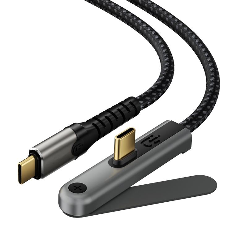 DOONJIEY USB3.2 PD 100W USB-C / Type-C to USB-C / Type-C Full-function Phone Holder Cable，Length：2m - Black and Grey Mesh