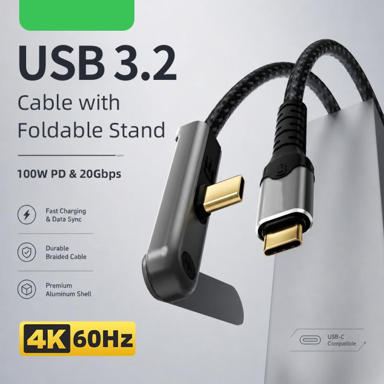 DOONJIEY USB3.2 PD 100W USB-C / Type-C to USB-C / Type-C Full-function Phone Holder Cable，Length：2m - Black and Grey Mesh