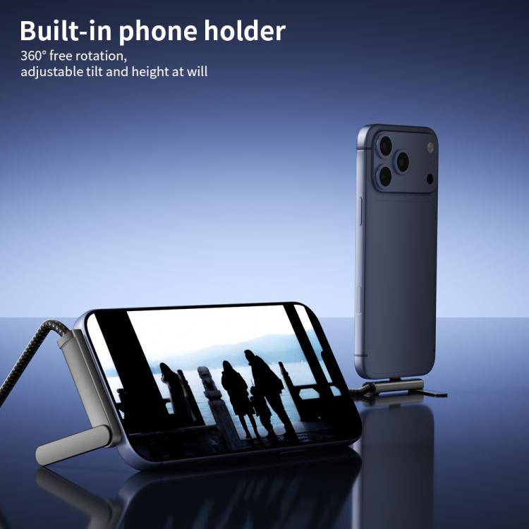 DOONJIEY USB3.2 PD 100W USB-C / Type-C to USB-C / Type-C Full-function Phone Holder Cable，Length：2m - Black and Grey Mesh