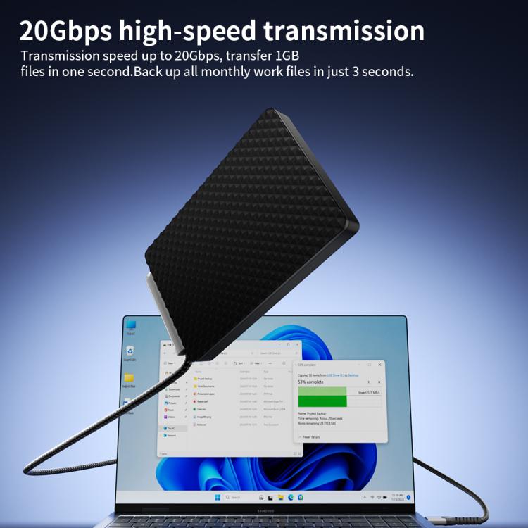 DOONJIEY USB3.2 PD 100W USB-C / Type-C to USB-C / Type-C Full-function Phone Holder Cable，Length：2m - Black and Grey Mesh