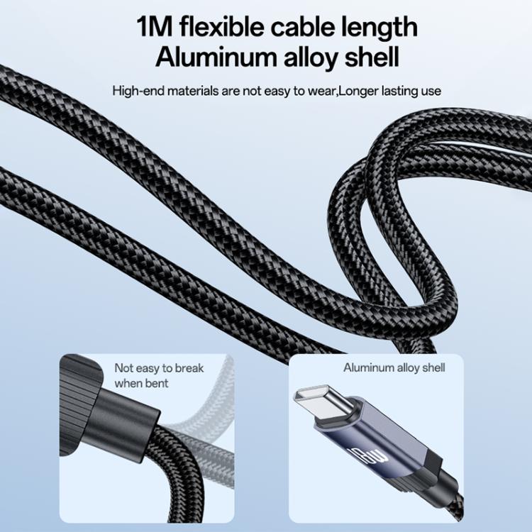 Yesido CA204C 18W USB to USB-C / Type-C Braided Data Cable, Length:1m - Gun Grey