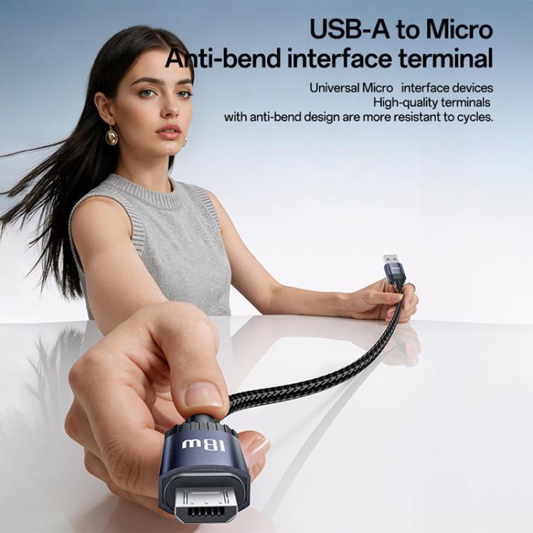 Yesido CA204M 18W USB to Micro USB Braided Data Cable, Length:1m - Gun Grey