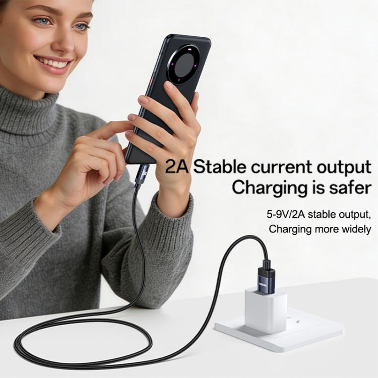 Yesido CA204M 18W USB to Micro USB Braided Data Cable, Length:1m - Gun Grey