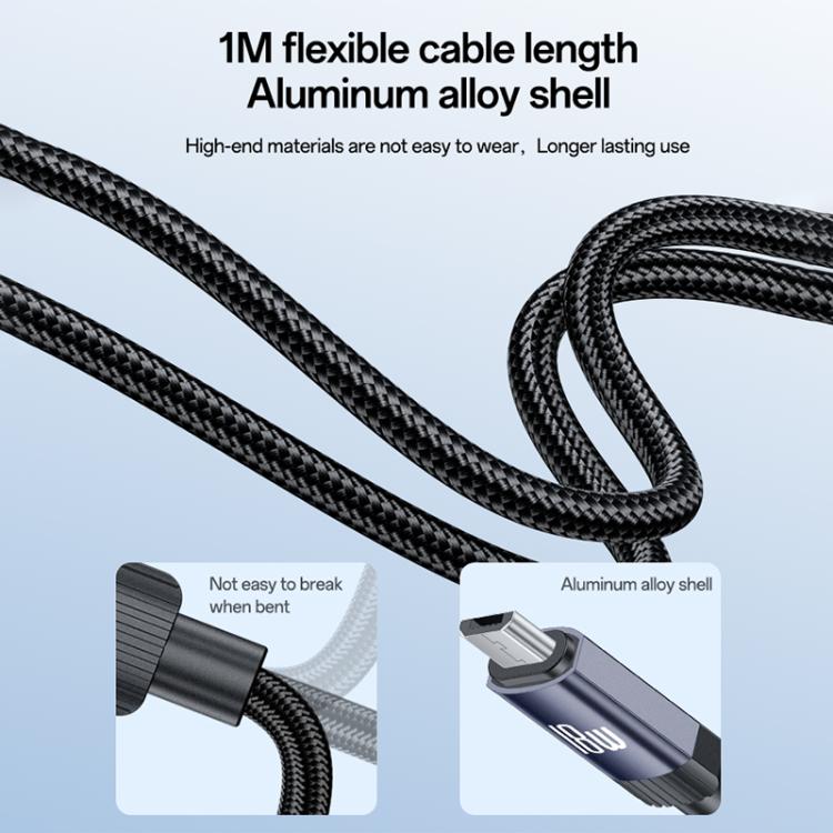 Yesido CA204M 18W USB to Micro USB Braided Data Cable, Length:1m - Gun Grey