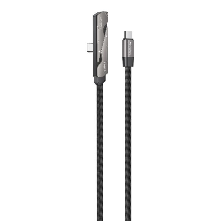 Yesido CA207 60W Type-C to Type-C Elbow Fast Charging Data Cable with Phone Holder, Length:1.2m - Gun Black