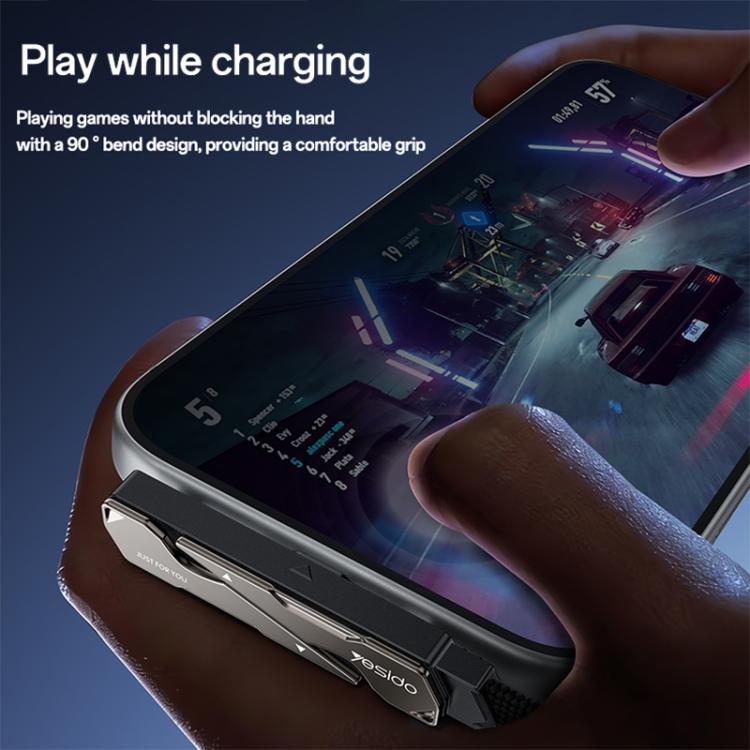 Yesido CA207 60W Type-C to Type-C Elbow Fast Charging Data Cable with Phone Holder, Length:1.2m - Gun Black