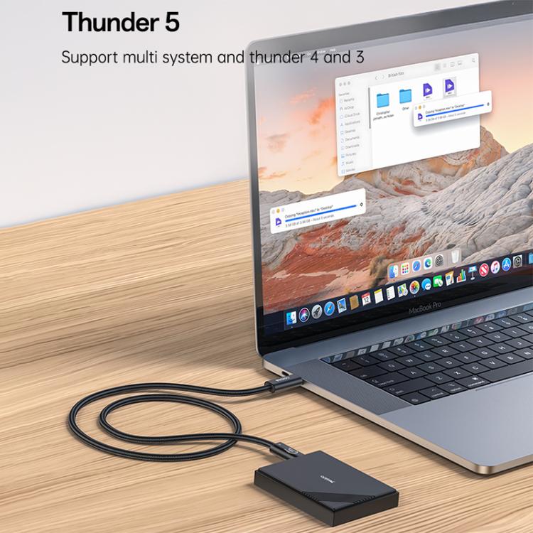 Yesido CA211 240W 16K 60Hz Type-C to Type-C Thunderbolt 5 Full Function Data Cable, Length:1m - Black