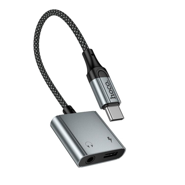 hoco UPA34 USB-C / Type-C to USB-C / Type-C + 3.5mm Digital Audio Converter - Metal Grey