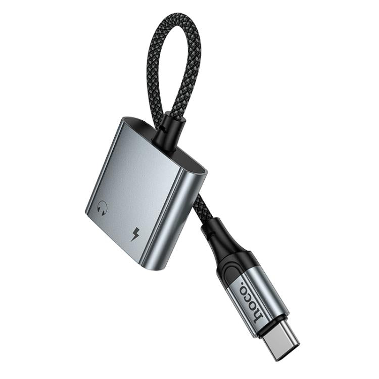 hoco UPA34 USB-C / Type-C to USB-C / Type-C + 3.5mm Digital Audio Converter - Metal Grey