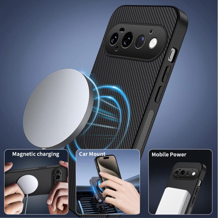 For Google Pixel 11 Pro WANLONFENG TQ1 Series Magnetic Carbon Fiber Texture Phone Case with 2pcs Screen Films