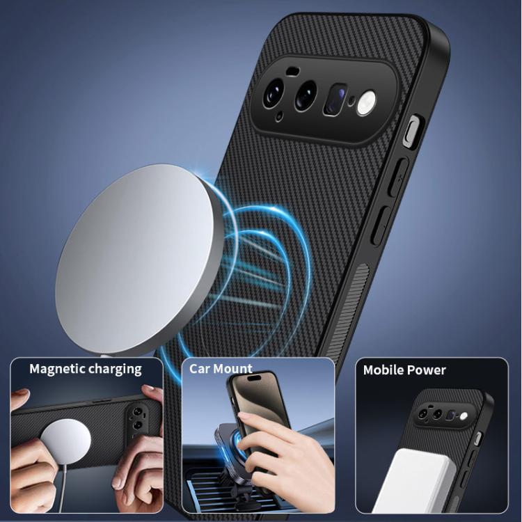 For Google Pixel 11 WANLONFENG TQ1 Series Magnetic Carbon Fiber Texture Phone Case with 2pcs Screen Films