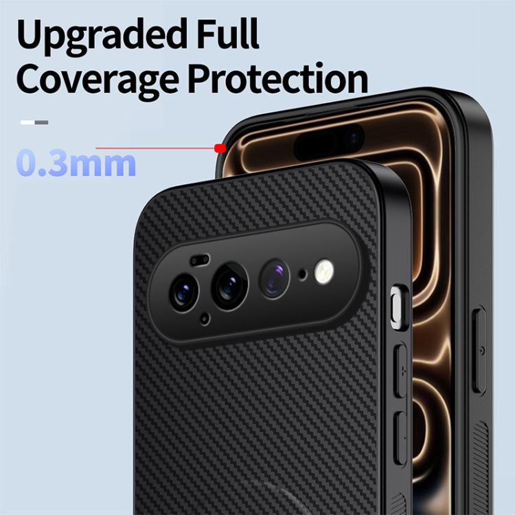For Google Pixel 11 Pro XL WANLONFENG Kickstand Carbon Fiber Texture Magnetic Phone Case