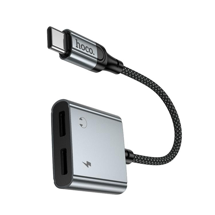 hoco UPA34A USB-C / Type-C to Dual USB-C / Type-C Digital Audio Converter - Metal Grey