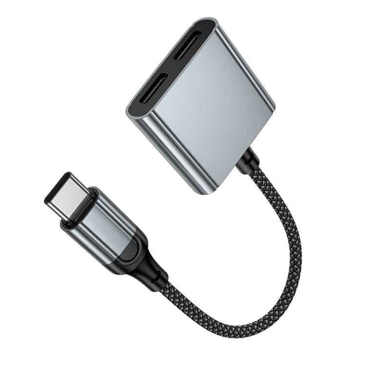 hoco UPA34A USB-C / Type-C to Dual USB-C / Type-C Digital Audio Converter - Metal Grey