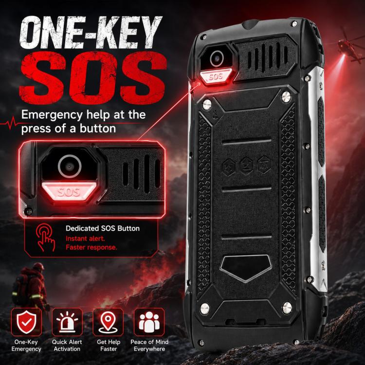 HP288 IP68 Rugged Phone, 2.8 inch, 4000mAh Battery, Network: 2G, BT, FM, SOS, Torch, Russian Keyboard, Plug:UK Plug - Black