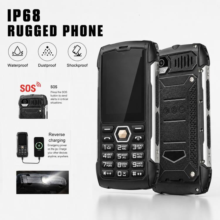 HP288 IP68 Rugged Phone, 2.8 inch, 4000mAh Battery, Network: 2G, BT, FM, SOS, Torch, Russian Keyboard, Plug:UK Plug - Black