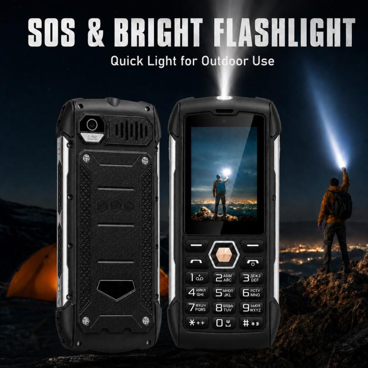 HP288 IP68 Rugged Phone, 2.8 inch, 4000mAh Battery, Network: 2G, BT, FM, SOS, Torch, Russian Keyboard, Plug:AU Plug - Black