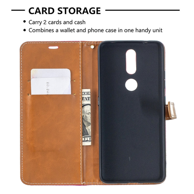 For Nokia 2.4 Color Matching Denim Texture Leather Case with Holder & Card Slots & Wallet & Lanyard