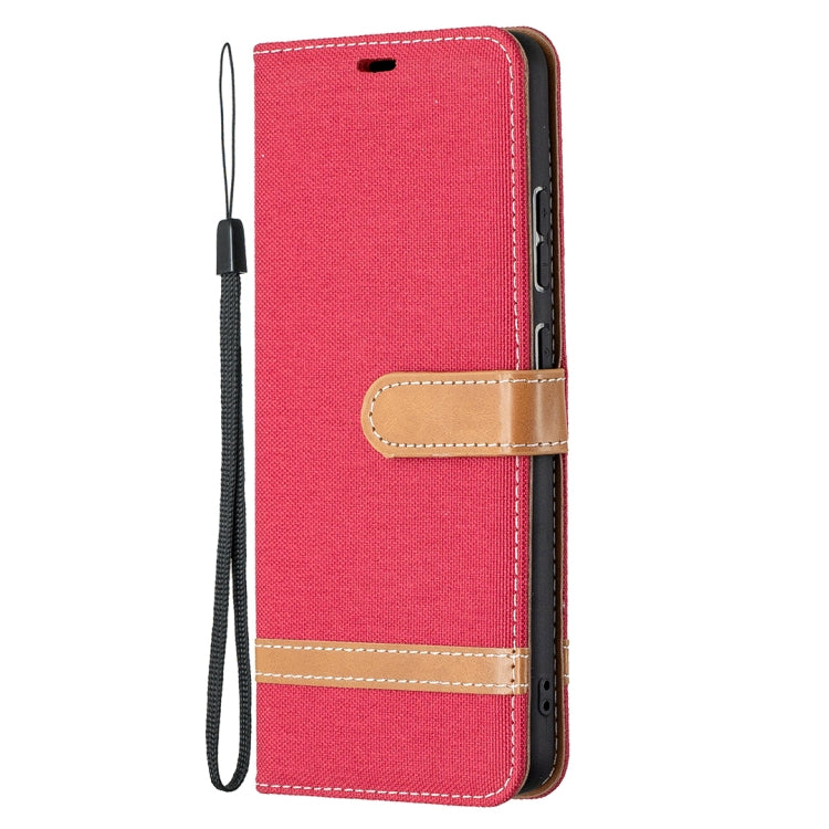 For Nokia 2.4 Color Matching Denim Texture Leather Case with Holder & Card Slots & Wallet & Lanyard