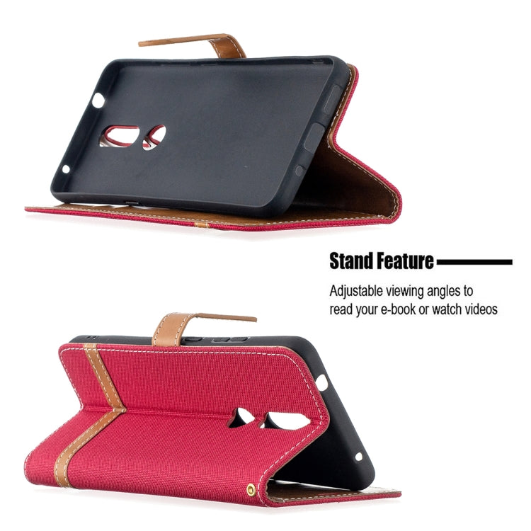 For Nokia 2.4 Color Matching Denim Texture Leather Case with Holder & Card Slots & Wallet & Lanyard