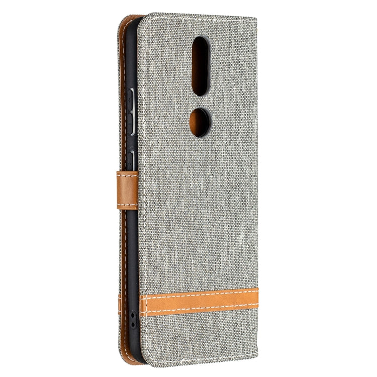 For Nokia 2.4 Color Matching Denim Texture Leather Case with Holder & Card Slots & Wallet & Lanyard