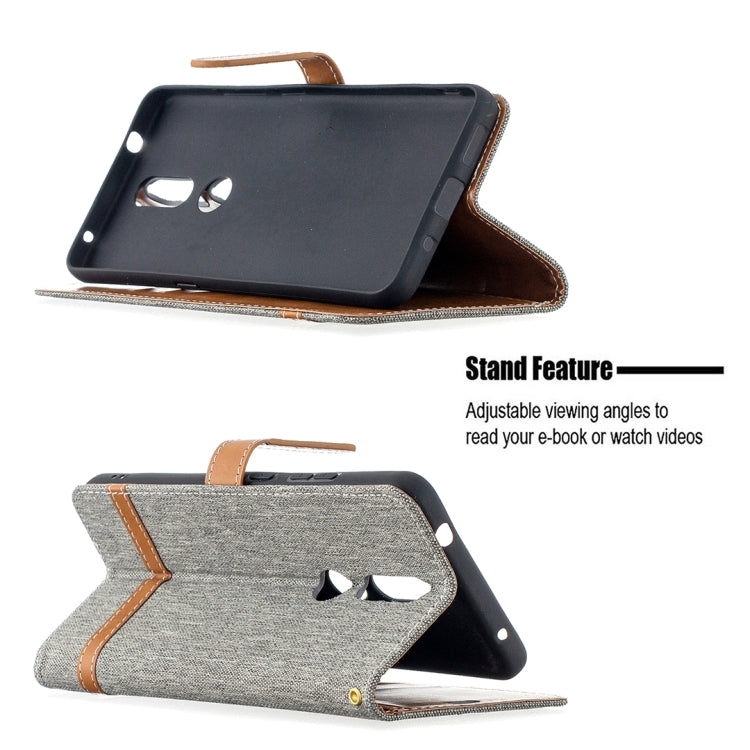 For Nokia 2.4 Color Matching Denim Texture Leather Case with Holder & Card Slots & Wallet & Lanyard
