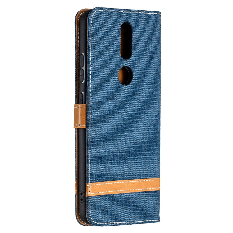 For Nokia 2.4 Color Matching Denim Texture Leather Case with Holder & Card Slots & Wallet & Lanyard