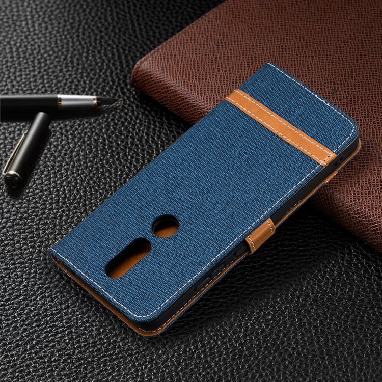 For Nokia 2.4 Color Matching Denim Texture Leather Case with Holder & Card Slots & Wallet & Lanyard