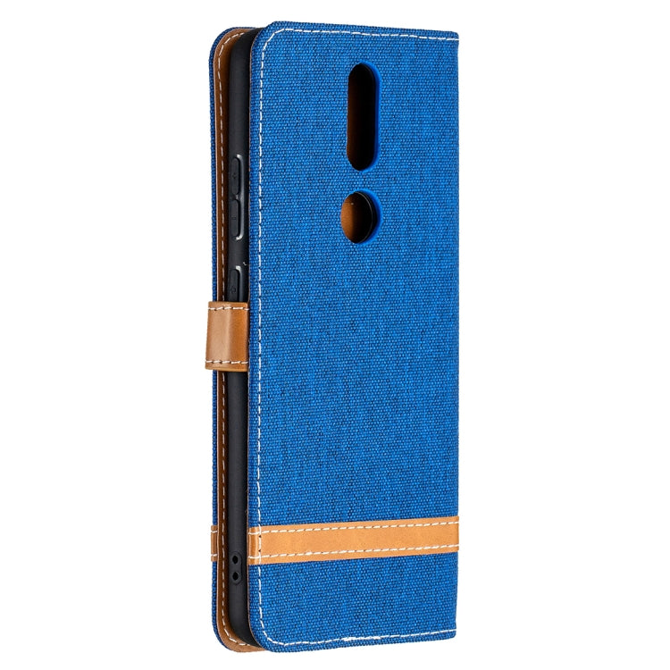 For Nokia 2.4 Color Matching Denim Texture Leather Case with Holder & Card Slots & Wallet & Lanyard