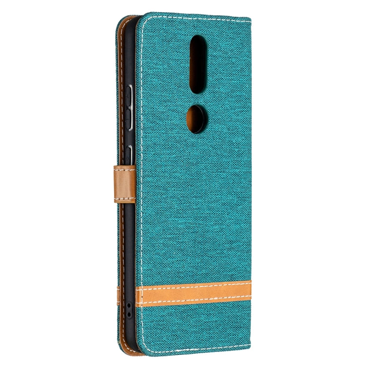 For Nokia 2.4 Color Matching Denim Texture Leather Case with Holder & Card Slots & Wallet & Lanyard