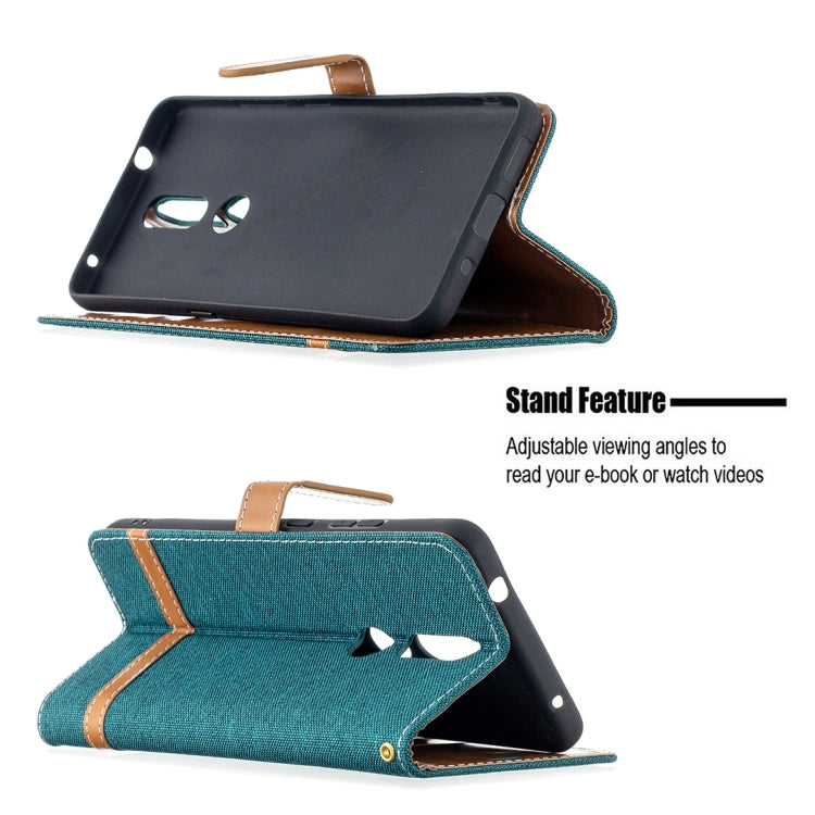 For Nokia 2.4 Color Matching Denim Texture Leather Case with Holder & Card Slots & Wallet & Lanyard