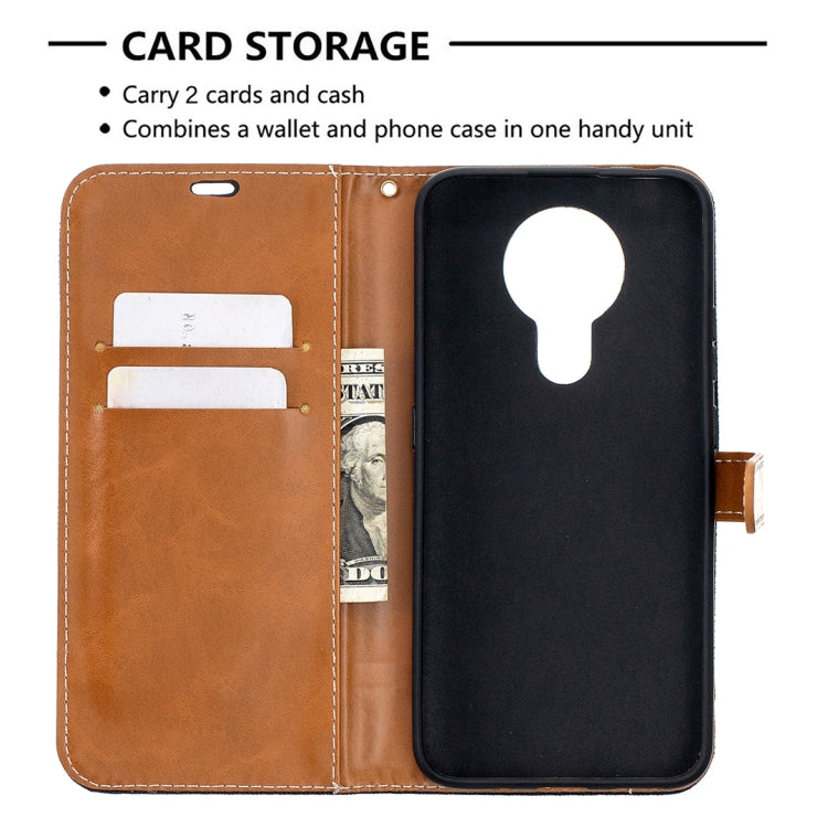 For Nokia 3.4 Color Matching Denim Texture Leather Case with Holder & Card Slots & Wallet & Lanyard