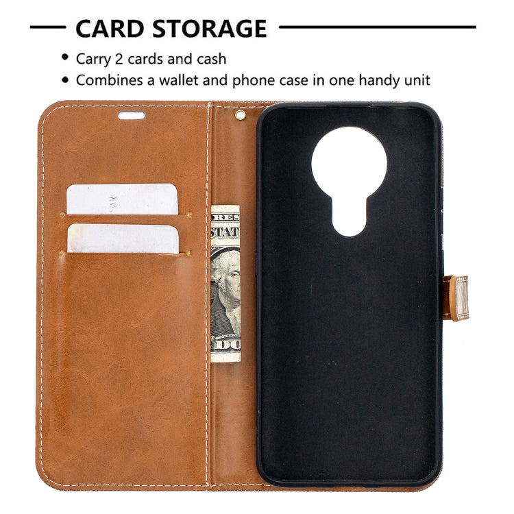 For Nokia 3.4 Color Matching Denim Texture Leather Case with Holder & Card Slots & Wallet & Lanyard