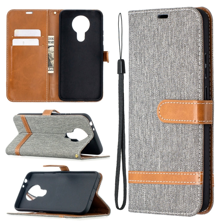 For Nokia 3.4 Color Matching Denim Texture Leather Case with Holder & Card Slots & Wallet & Lanyard