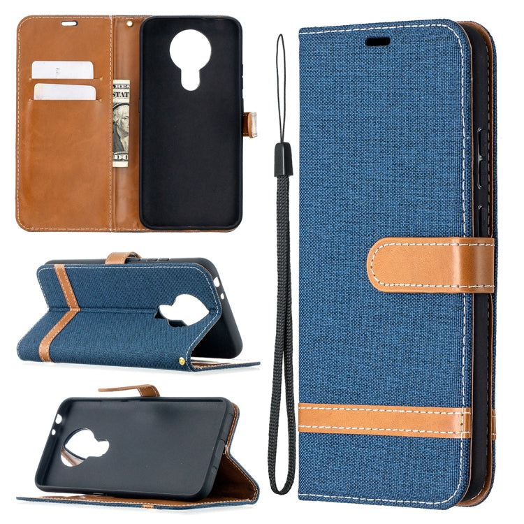 For Nokia 3.4 Color Matching Denim Texture Leather Case with Holder & Card Slots & Wallet & Lanyard
