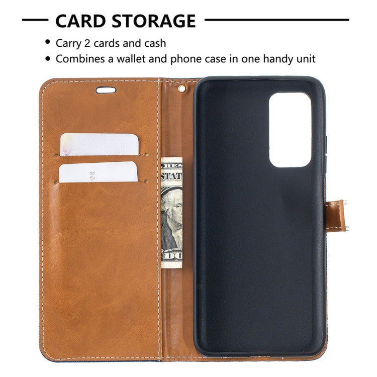 For Xiaomi Mi 10T / 10 Pro 5G Color Matching Denim Texture Leather Case with Holder & Card Slots & Wallet & Lanyard