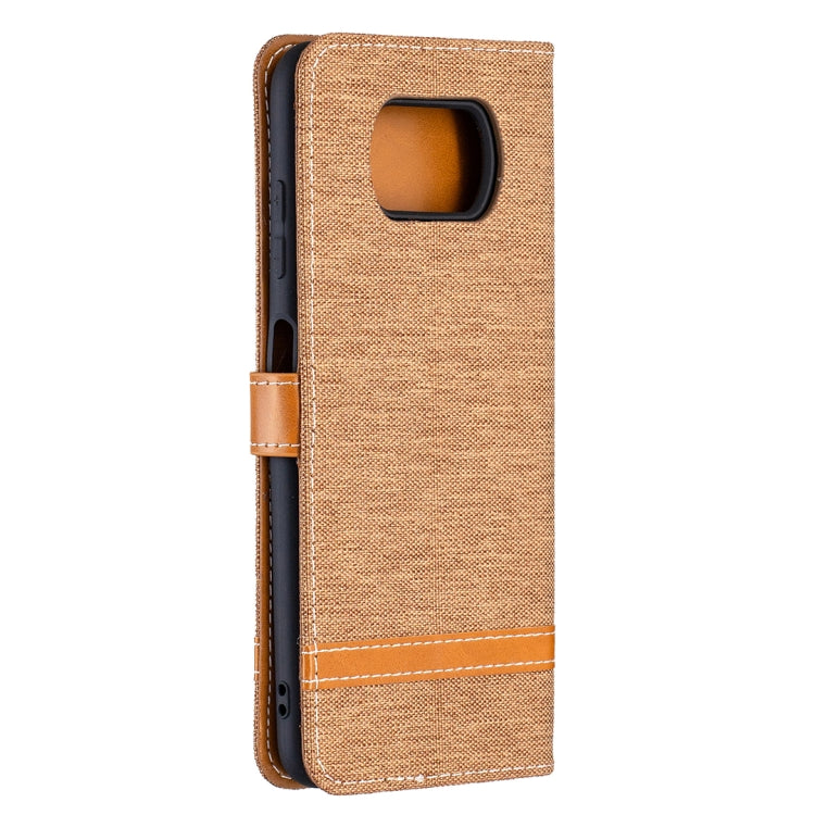 For Xiaomi Mi Poco X3 Color Matching Denim Texture Leather Case with Holder & Card Slots & Wallet & Lanyard